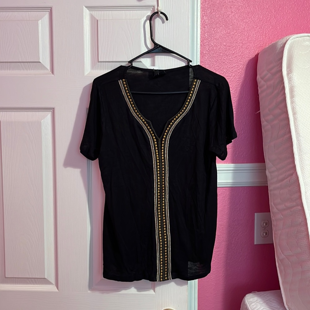 Black Tanner Contrast trim knit top